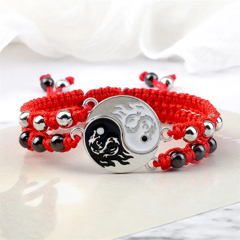 Tai Chi (Ying Yang) 2Pcs/set Braided Bracelet