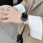 Luxury Metal Leather Strap For Apple Watch