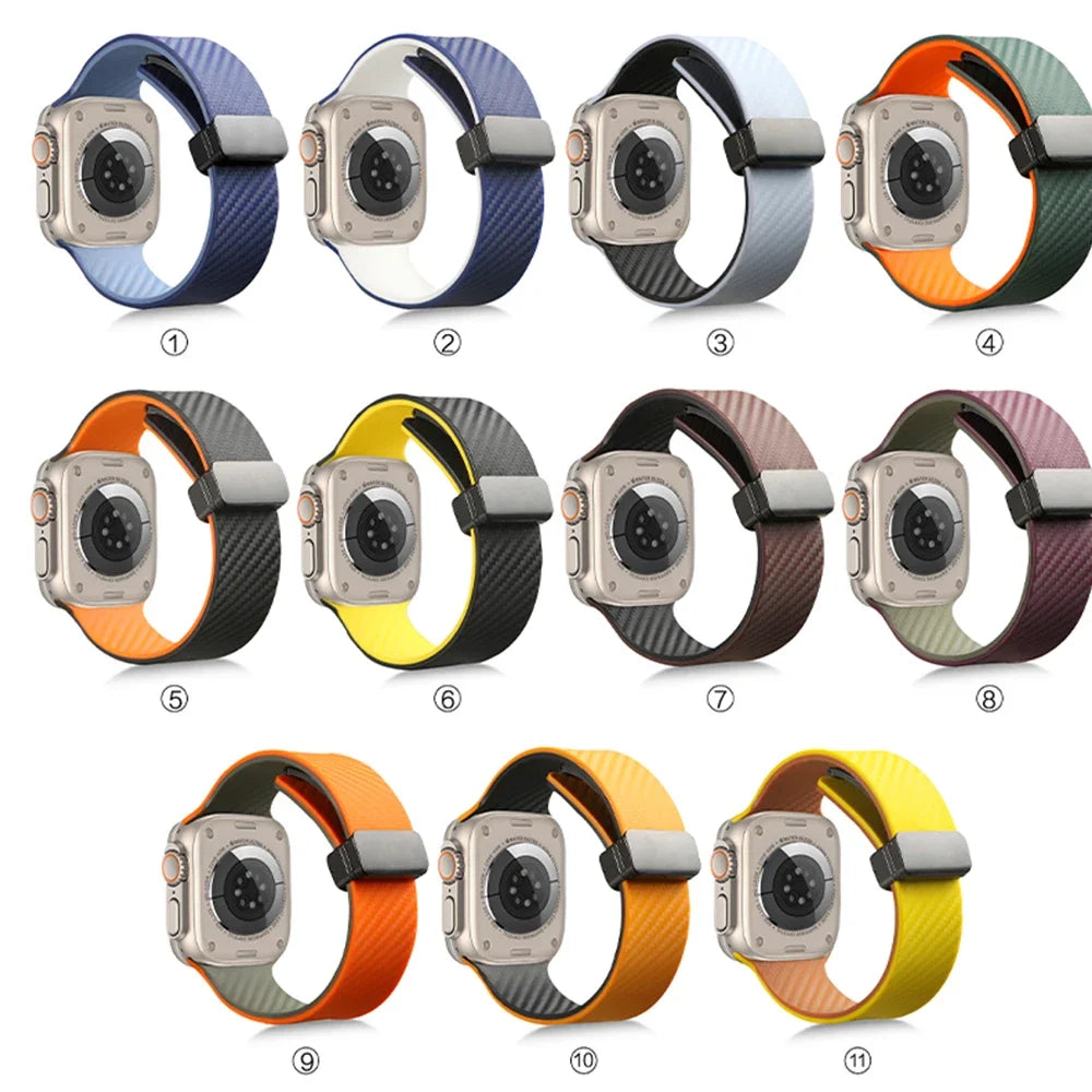 Trendy Carbon Fiber Silicone Strap for Apple Watch