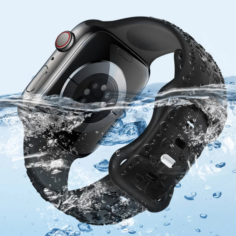 Flower Embossed Silicone Strap for Apple Watch