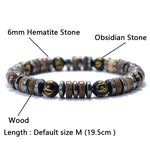 Vintage Men's Beaded Bracelet with Natural Stones and Wood