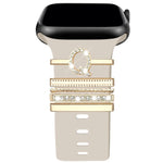 Alphabet Name Initials Decorative Charms Ring Loops for Apple Watch Silicone Bands