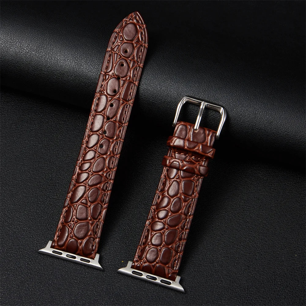 Crocodile Pattern Design Leather Watchband Strap for Apple Watch