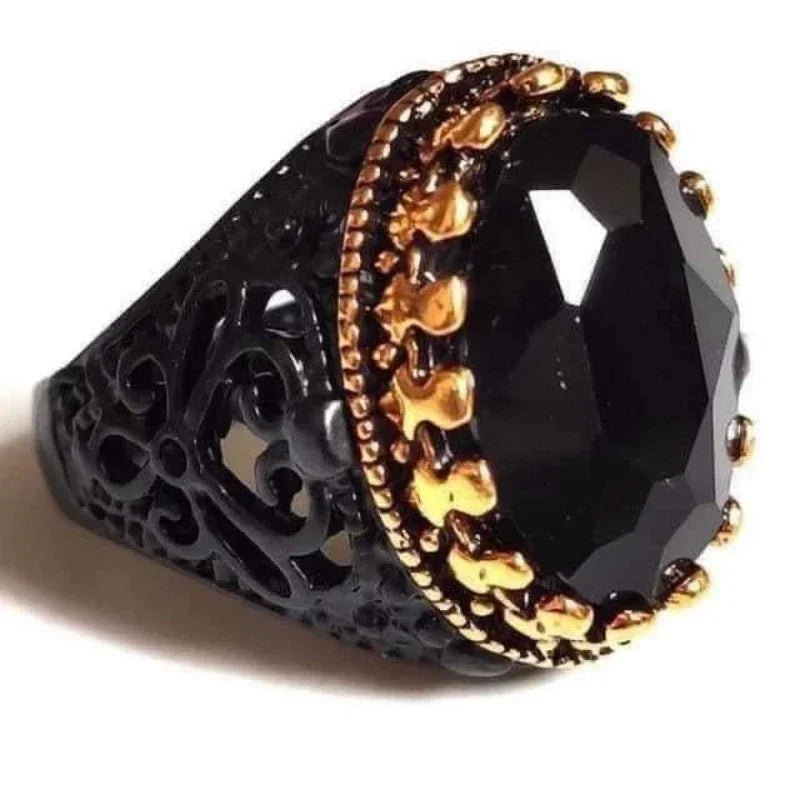 Vintage Punk Big Black Zircon Stone Rings