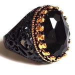 Vintage Punk Big Black Zircon Stone Rings