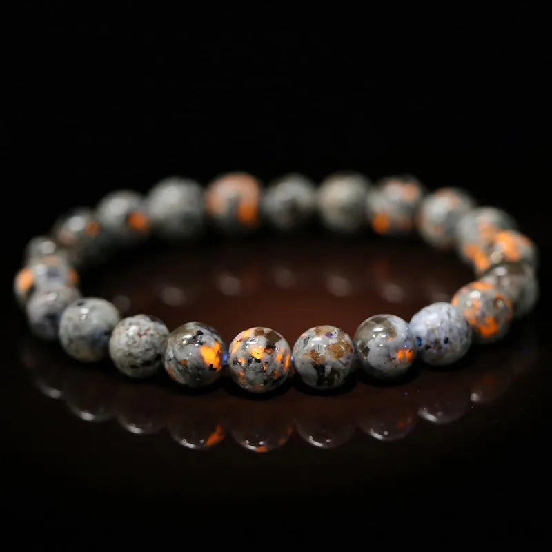 Natural Flame Stone Beaded Bracelet for Chakra and Meditation