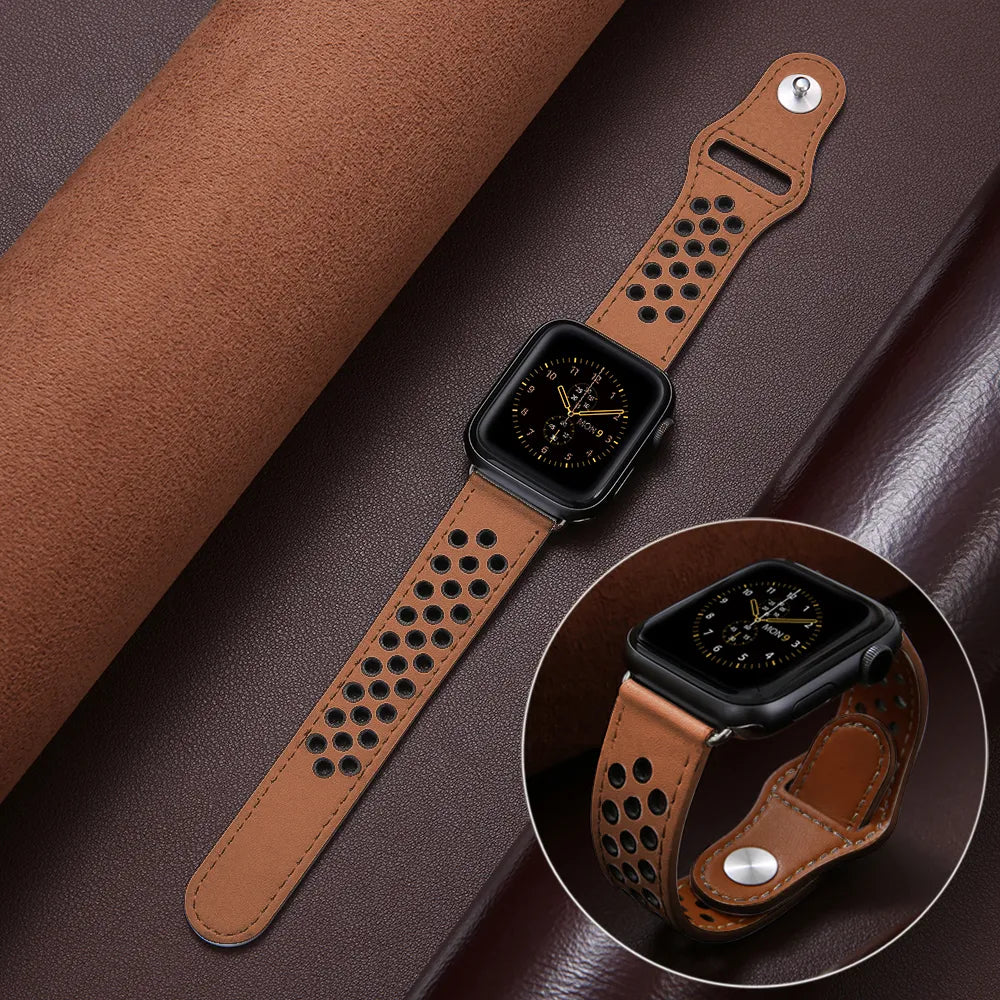 Perforated Leather strap For Apple watch