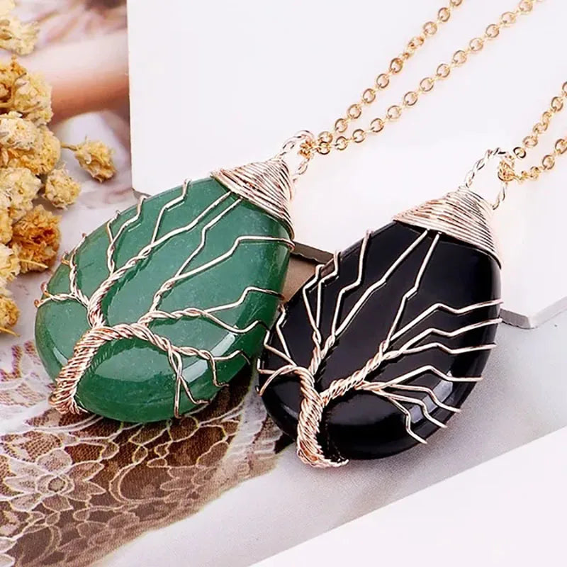 Tree of Life 7 Chakra Gemstone Pendant Necklace