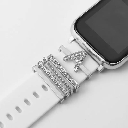 Initials Letter Charms for Apple Watch Silicone Strap
