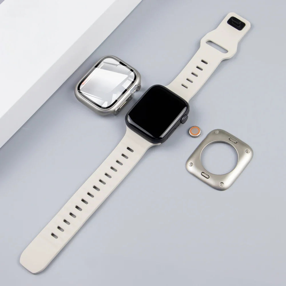 Silicone Sport Bracelet with Full Case for Apple Watch