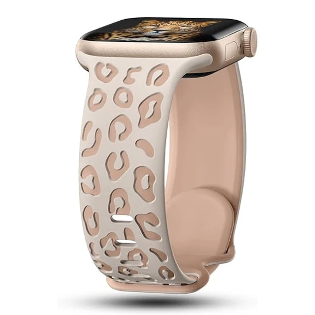 Engraved Silicone Strap for Apple Watch – Leopard Patterns