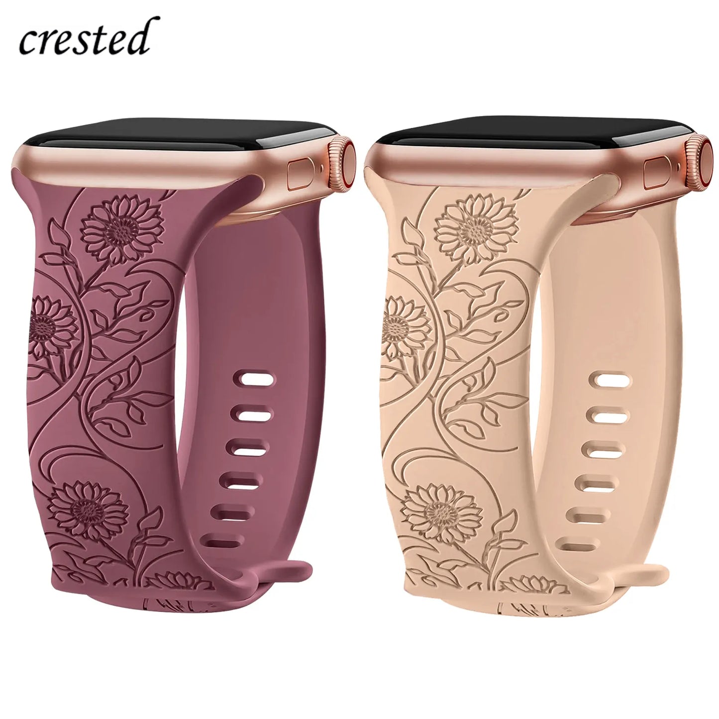 Floral Engraved Strap For Apple Watch