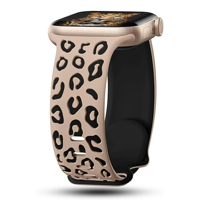 Engraved Silicone Strap for Apple Watch – Leopard Patterns