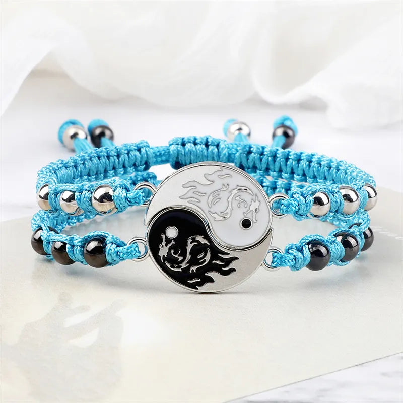 Tai Chi (Ying Yang) 2Pcs/set Braided Bracelet
