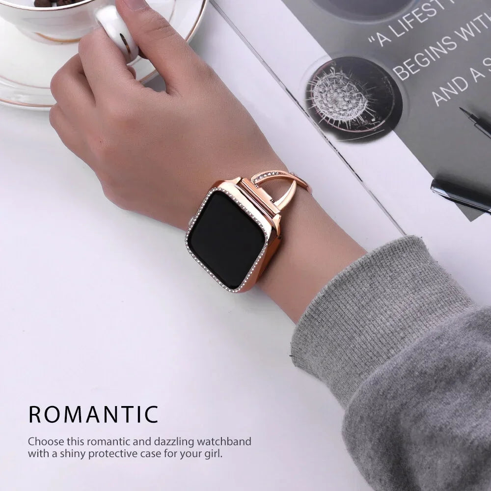 Stoned Stainless Steel Strap + Protective Case for Apple Watch Band