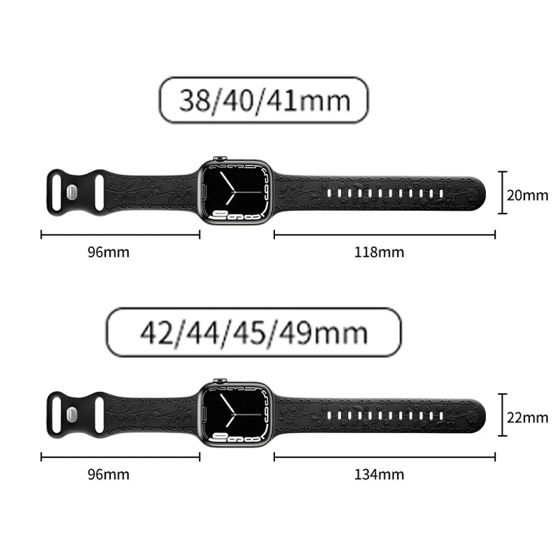 Flower Embossed Silicone Strap for Apple Watch