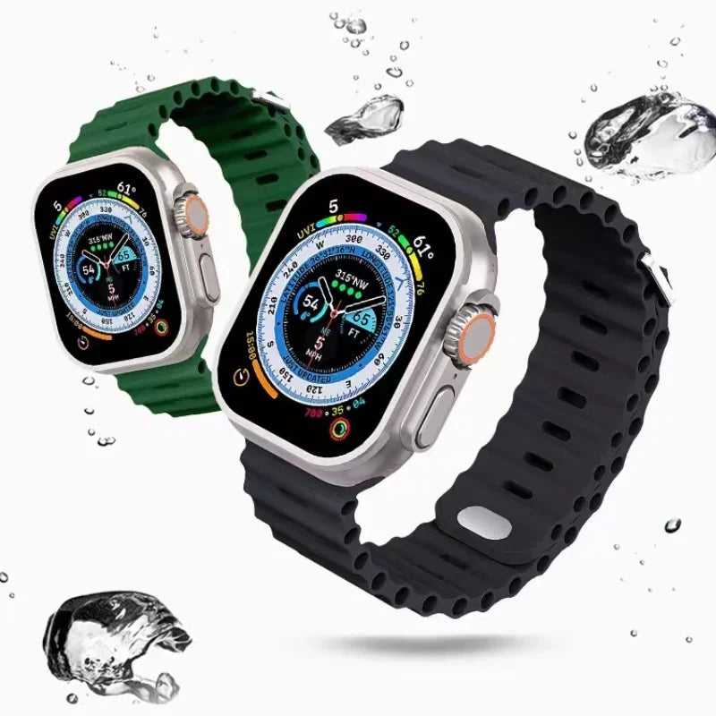 Breathable Soft Silicone Strap For Apple Watch with metal Buckle