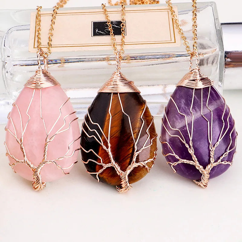 Tree of Life 7 Chakra Gemstone Pendant Necklace