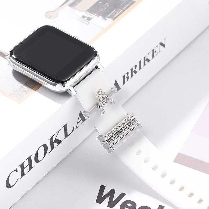 Initials Letter Charms for Apple Watch Silicone Strap