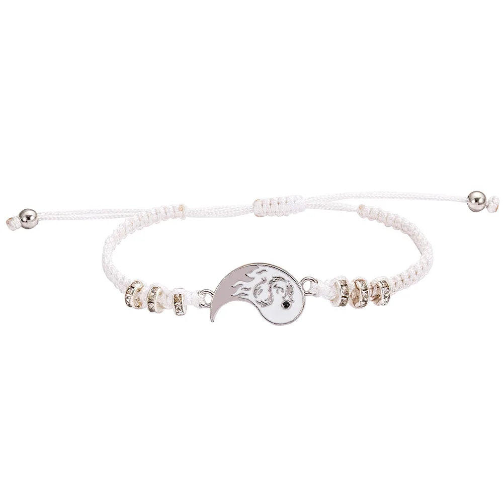 Tai Chi Yin Yang Couple Steampunk Dragon Bracelets Necklaces Set