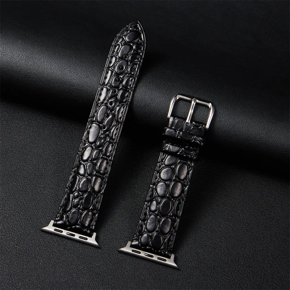 Crocodile Pattern Design Leather Watchband Strap for Apple Watch