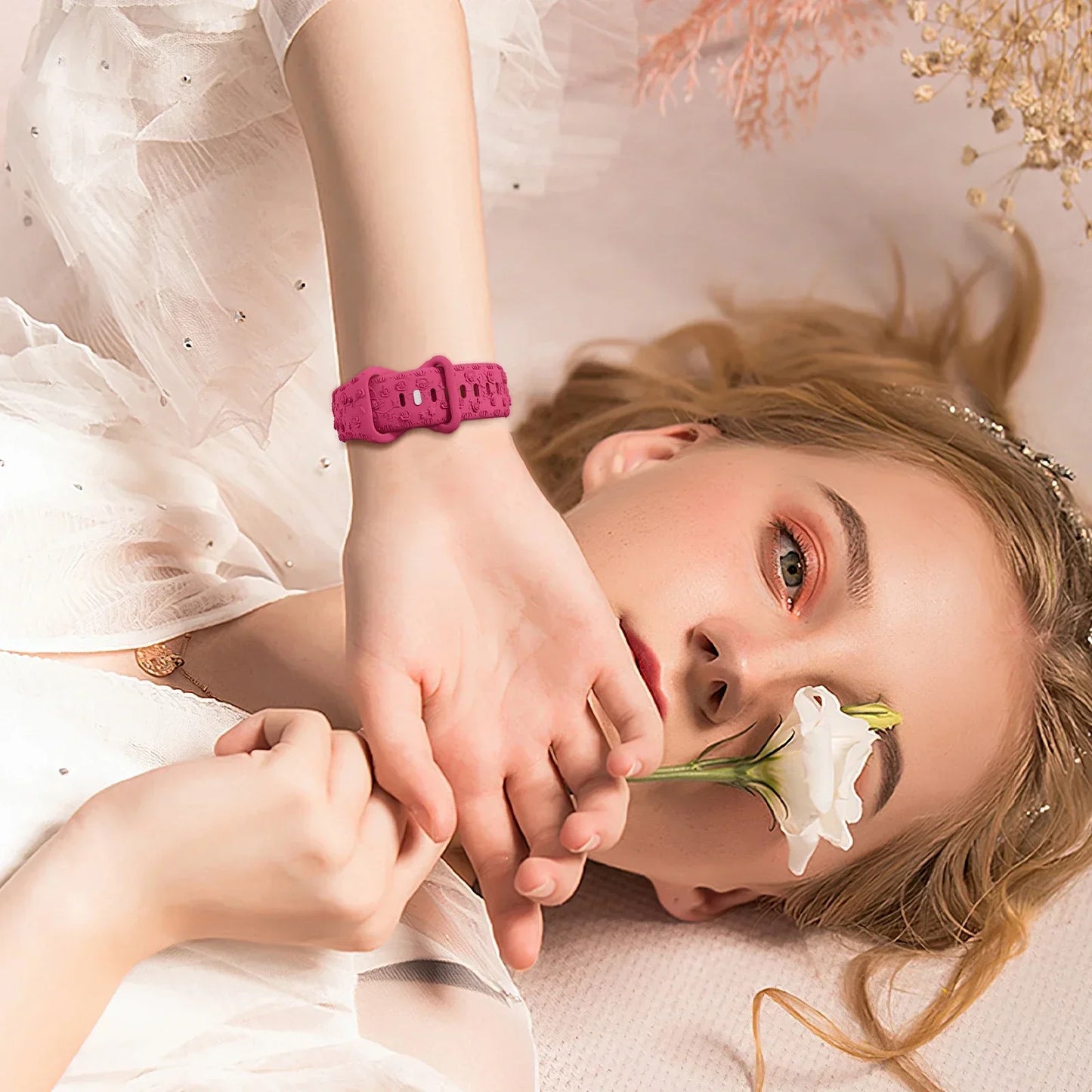 Floral Embossed Silicone Strap for Apple Watch