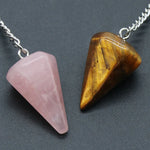 Natural Stone Quartz and Agate Pendulum Pendants for Reiki and Divination