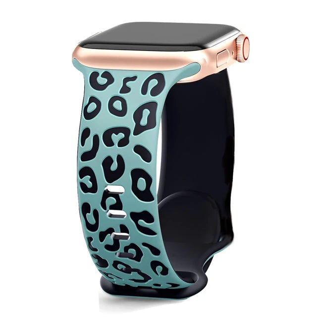 Engraved Silicone Strap for Apple Watch – Leopard Patterns