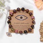 Turkish Evil Eye Pendant Beads Bracelet Natural Stone With Card