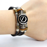 A-to-Z English Alphabet Name Initial Leather Bracelet