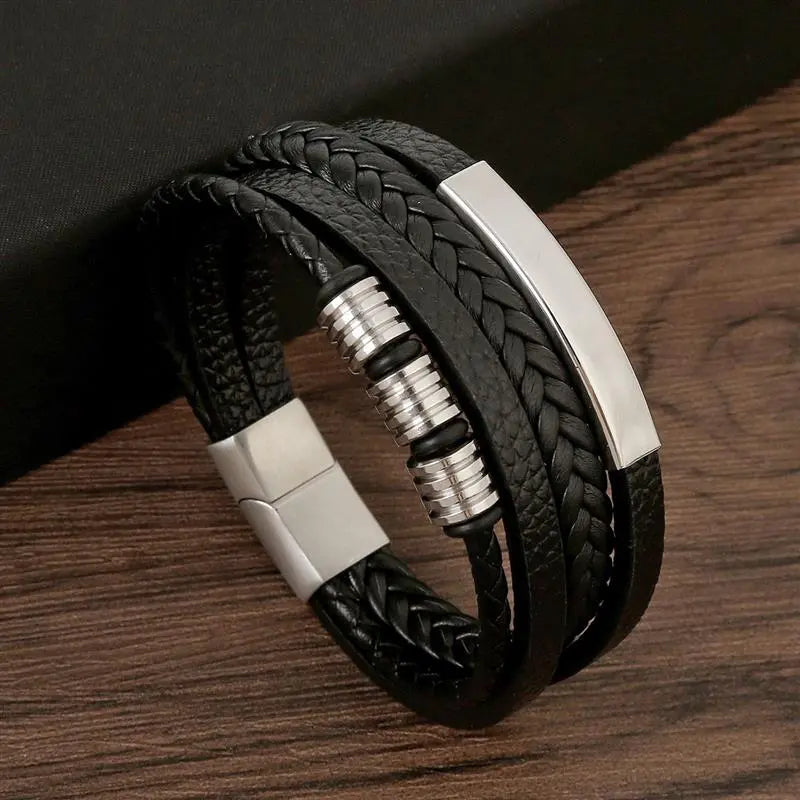 Classic Men's Multi-Layer Leather Bracelet