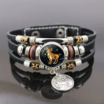 Luminous 12 Constellation Vintage Leather Bracelet with Charm