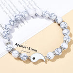 Natural Volcanic Lava Stone and White Turquoise Tai Chi Yin Yang Bracelets