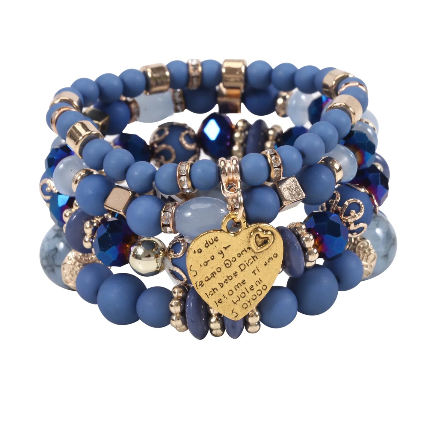 4-piece/set Retro Ethnic Bohemian Love Charm Crystal Beaded Bracelet