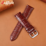 Genuine Cow Leather Strap 18mm 20mm 22mm 24mm Bamboo & Crocodile Pattern Design Men Business Watch Top Cowhide Watchband