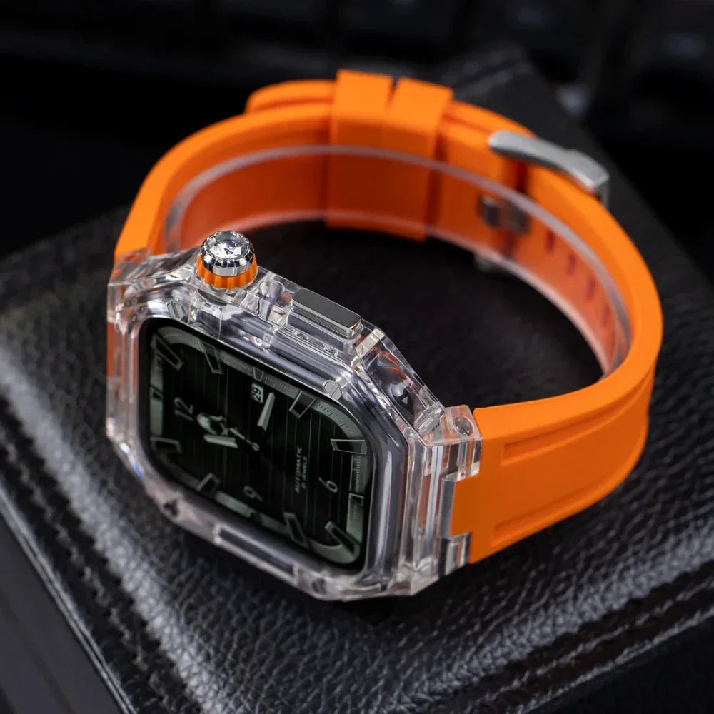 Silicone Strap + Transparent Case for Apple Watch