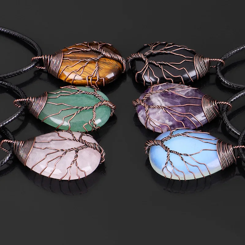 Tree of Life 7 Chakra Gemstone Pendant Necklace