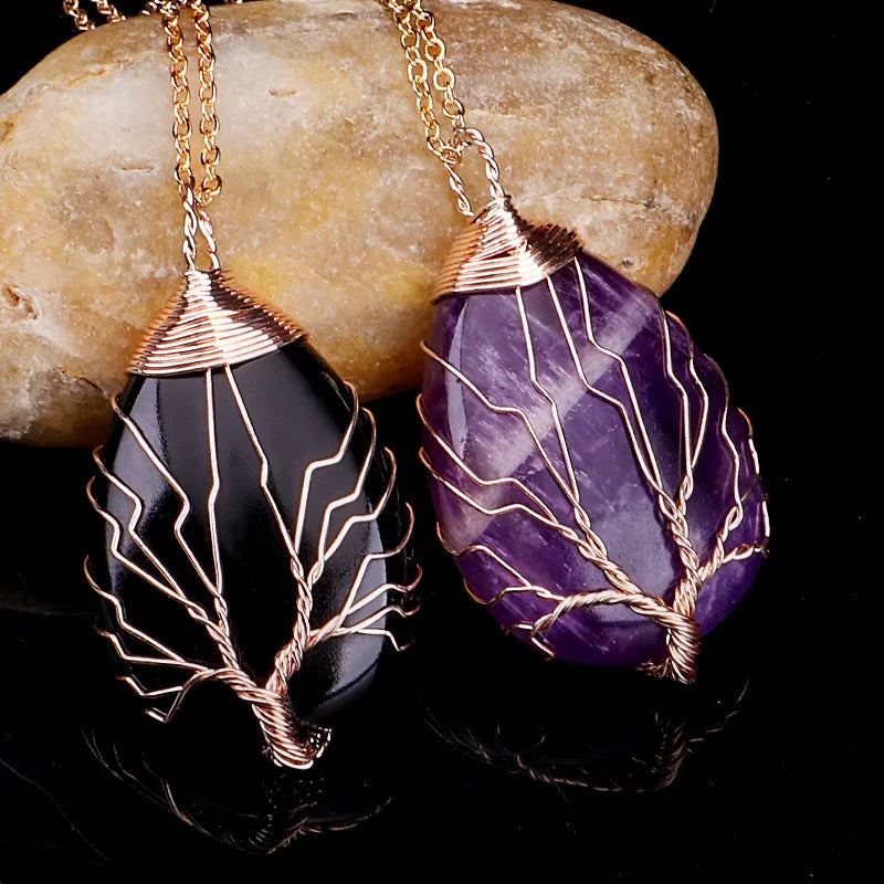 Tree of Life 7 Chakra Gemstone Pendant Necklace