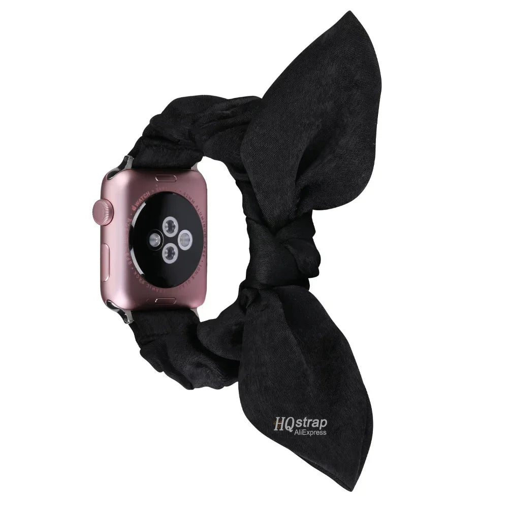 Scrunchie Elastic Strap with ribbon bow for Apple Watch
