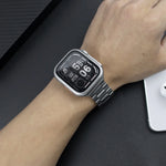 Elegant Stainless Steel Bracelet Band with Protective Case for Apple Watch