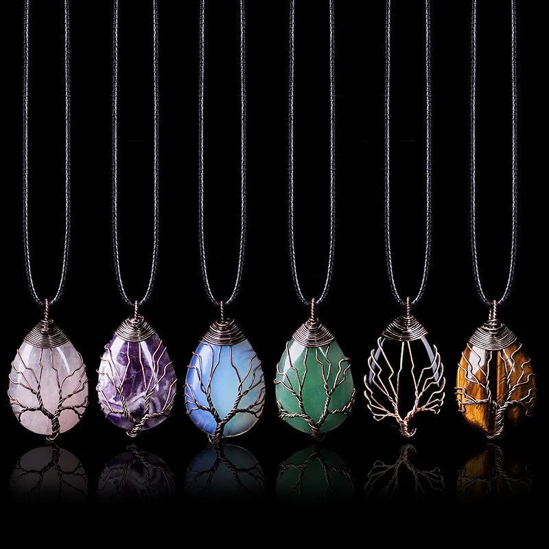 Tree of Life 7 Chakra Gemstone Pendant Necklace