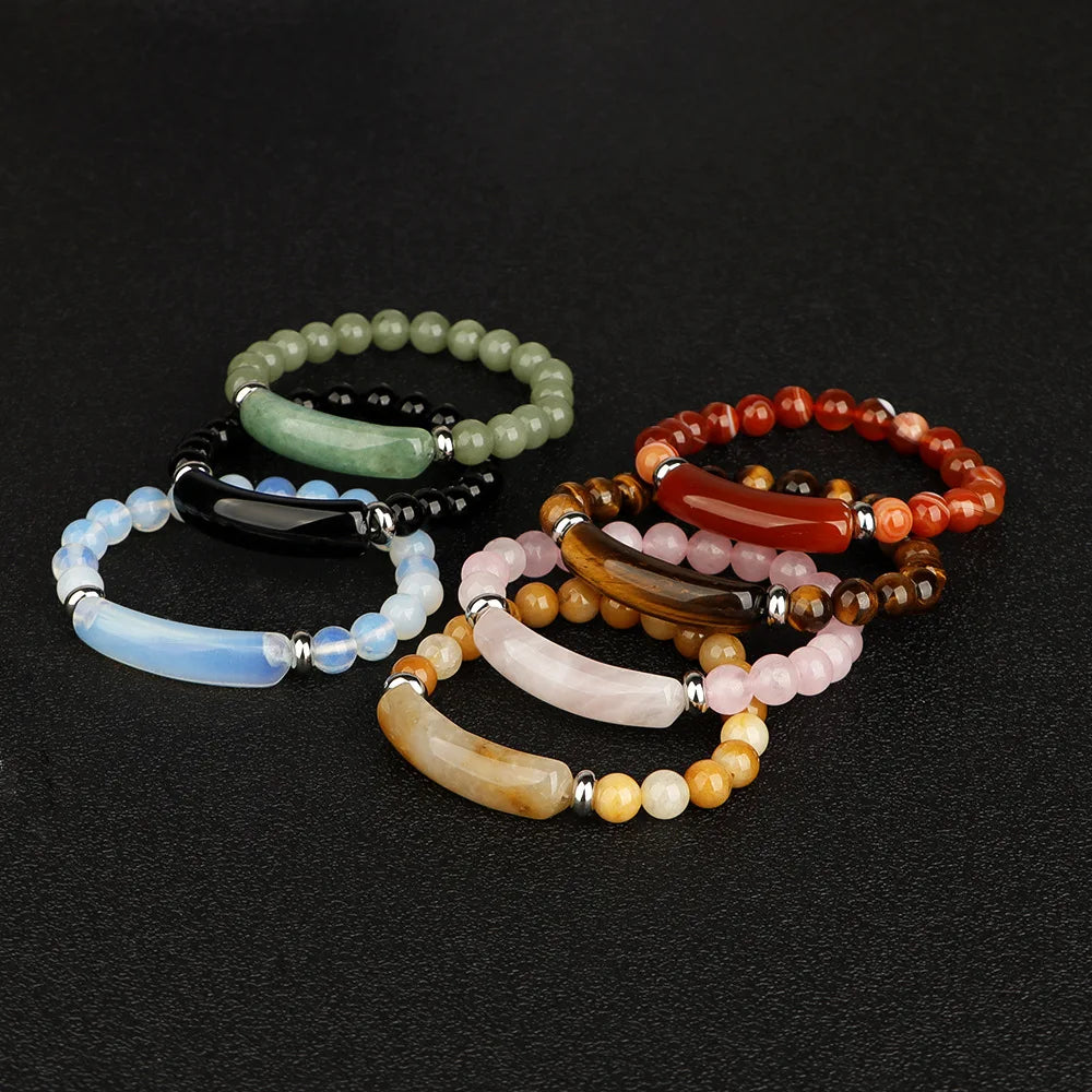 Fashion Natural Stone Crystal and Gemstone Beaded Bracelet
