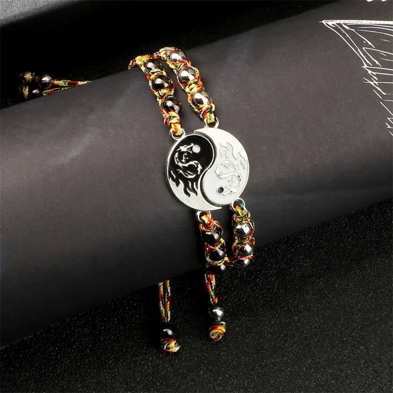 Tai Chi (Ying Yang) 2Pcs/set Braided Bracelet