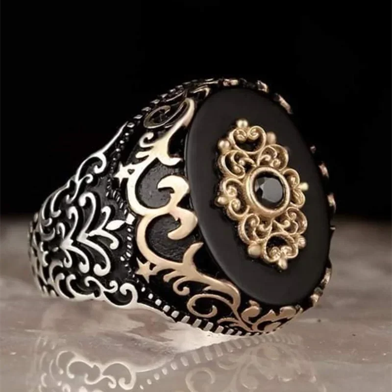 Vintage Punk Big Black Zircon Stone Rings