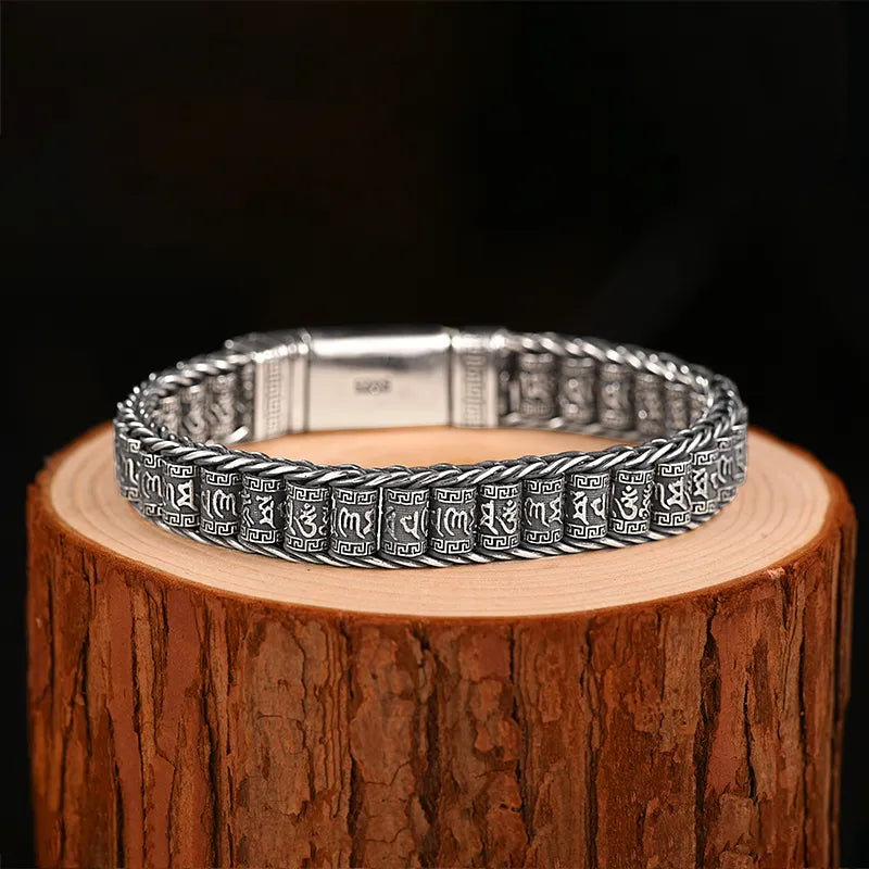 Buddhist Scripture Metal Beads Vintage Retro Style Metal Chain Bracelets