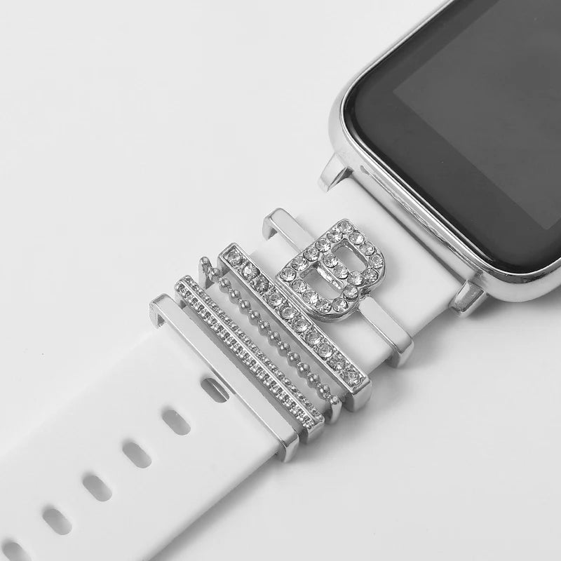 Initials Letter Charms for Apple Watch Silicone Strap
