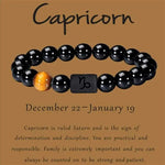 Zodiac Signs Beaded Bracelet with Natural Black Onyx Stones