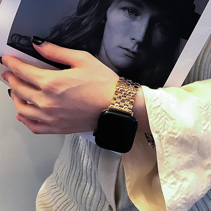 Honeycomb Stainless Steel Metal Bracelet Band for Apple Smart Watch