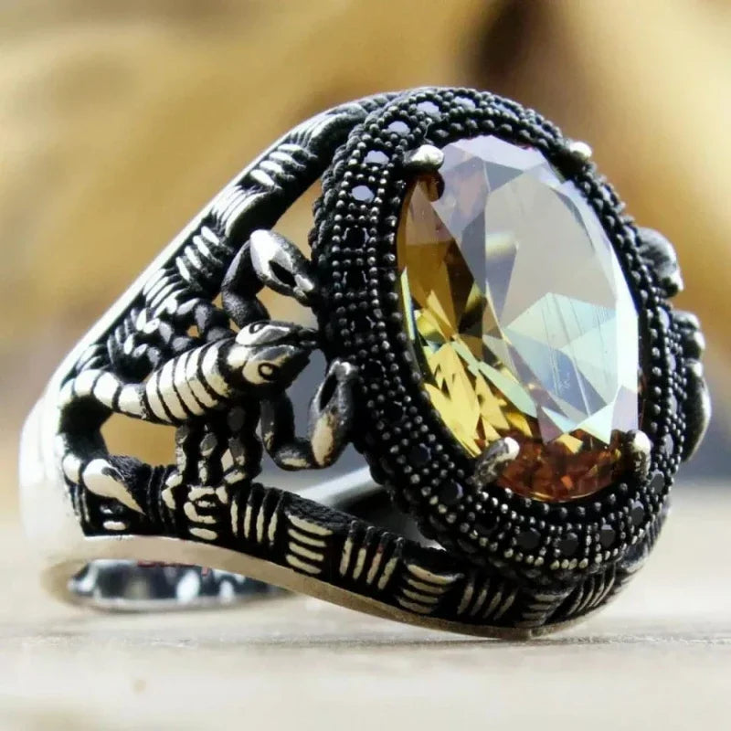 Vintage Punk Big Black Zircon Stone Rings