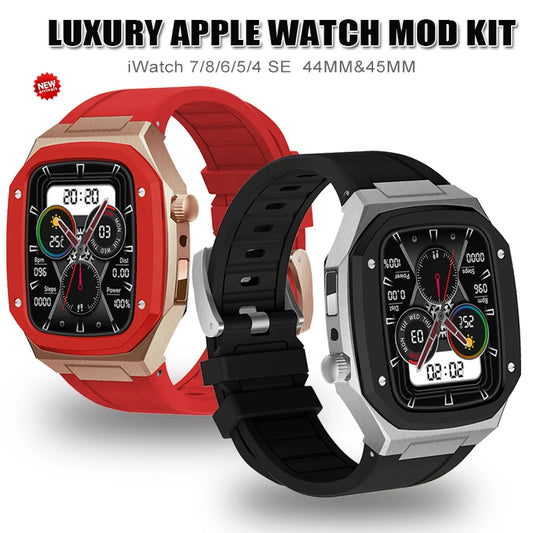 Luxury Metal Case and Silicone Strap Modification Kit for Apple Watch